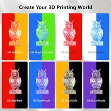 Load image into Gallery viewer, DO3D Silk PLA 2 Color in 1 Coextrusion 3D Printer Filament Bundle: White/Red, White/Blue, Blue/Purple, Lime GreenBlue, RedGold, RedBlack, GoldBlack, PurpleBlack, 2Kg Dual Color Silk PLA, 250g x 8
