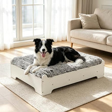 Load image into Gallery viewer, HEAVE SPROUT Elevated Dog Bed 37⅜" × 28⅜"×7⅝”, Raised Wooden Dog Bed Frame and Mattress for Large Pets up to 80lbs
