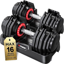 Load image into Gallery viewer, Rendpas Adjustable Dumbbells Set of 2, 1-Sec Adjustable Weights Dumbbells Set, 16 in 1 Free Dumbbell with Anti-Slip Texture Handle, Weight Set For Home Gym Suit both Men and Women (80LBS-Pair)

