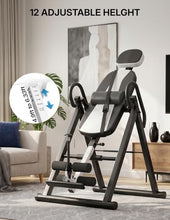 Load image into Gallery viewer, YOLEO Gravity Heavy Duty Inversion Table with Headrest &amp; Adjustable Protective Belt Back Stretcher Machine for Pain Relief Therapy (Black)
