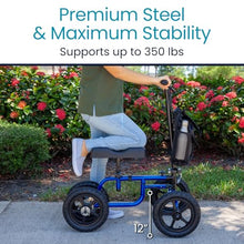 Load image into Gallery viewer, Vive Mobility All Terrain Knee Scooter Walker for Foot Injuries - Adult Broken Leg Crutch Cart Roller for Surgery, Broken Foot, Ankle Injury - Kneeling Rolling Steerable Seated Wheel Scooter Aid

