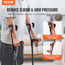 Load image into Gallery viewer, VEVOR Forearm Crutches for Adults, Folding Walking Forearm Crutches with 10-Level Adjustable Height,  1 Pair 350LBS
