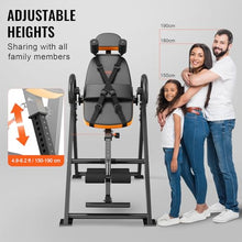 Load image into Gallery viewer, VEVOR Inversion Table, 300lbs Capacity Heavy Duty Inversion Table, Decompression Back Stretcher Machine, Strength Training Equipment with Headrest, Ankle Lock, Adjustable Protective Belt, Orange/Black
