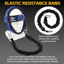 Load image into Gallery viewer, Fitness Neck Head Harness Trainer, Adjustable Chin Workout Strap and Head Harness Strength with 30 Lb Resistance Bands, Neoprene Neck Workout Exerciser for Weight Lifting, Home and Gym Equipment, Blue
