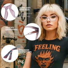 Load image into Gallery viewer, DOERAYMI Crystal Pink Blue Light Glasses for Woman: Rose Gold Hinges, Feather-Light Reading Glasses for Working &amp; Streaming
