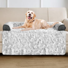Load image into Gallery viewer, blunique Calming Extra Large Dog Bed for Couch, 45 x 37 inch Removable Couch Cover for Dogs Washable, Non-Slip Fluffy Plush Dog Sofa Mat for Furniture Protector - Grey
