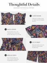 Load image into Gallery viewer, Chevibe Plus Size Jumpsuits for Women V Neck Ruffle Sleeve Wide Leg Rompers with Pockets Belted High Waist Casual Formal Jumpsuit
