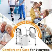 Load image into Gallery viewer, Toilet Safety Rails for Seniors, Adjustable Height &amp; Width Toilet Safety Frame with Handles (350LB Capacity), Elderly Assistance Products for Handicapped, Foldable Toilet Bars Fits Any Toilet
