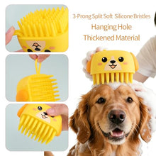 Load image into Gallery viewer, 3PCS Pet Grooming Kit – Dog Bath Brush with Soap Dispenser &amp; 2 Finger Toothbrushes | Silicone Dog Shampoo Brush for Small Medium Large Dogs, Soft Deshedding Massage Brush for Puppy &amp; Cats
