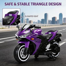 Load image into Gallery viewer, 12V Kids Electric Motorcycle, on Car LED Lights, Music Player &amp; Horn with Training Wheels
