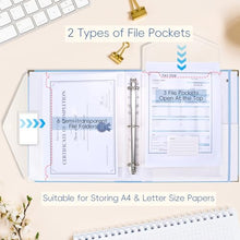Load image into Gallery viewer, XKDOUS Important Document Organizer Emergency Binder Life Organizer Folio Folders with 9 Pockets Expanding File Storage Holder for Papers, Letters, Cards, Bills, Passports, Photos
