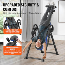 Load image into Gallery viewer, VEVOR Inversion Table, 300 lbs Capacity Heavy Duty Inversion Table, Decompression Back Stretcher Machine, Strength Training Equipment with Headrest, Ankle Lock, Adjustable Protective Belt, Blue/Black
