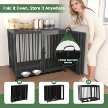 Load image into Gallery viewer, Heavy Duty Dog Crate for Medium Dogs, 3 in 1 37.8" Foldable Collapsible Dog Kennel &amp; Playpen with Wheels &amp; Feeding Bowls, Escape-Proof Metal Dog Cage with Lockable Door for Indoor Outdoor Use, Black
