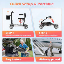 Load image into Gallery viewer, Lightweight Mobility Scooter for Adults &amp; Seniors - Cruise &amp; Airport Approved, 43lb Foldable Portable Motorized Scooters with Removable Lithium Battery for 12.4 Miles Travel, 300lb Capacity, Silver
