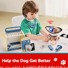 Load image into Gallery viewer, TOP BRIGHT Doctor Kit for Toddlers 3-5, Pretend Play Doctor Set with Costume &amp; Wooden Medical Kit, Dress Up Toys for Kids, Role Play Dog Vet Playset, Christmas Birthday Gifts for Girls Boys 3 4 5
