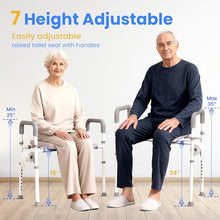 Load image into Gallery viewer, Male-Friendly Raised Toilet Seat with Handles, Adjustable Width Toilet Seat Riser for Seniors
