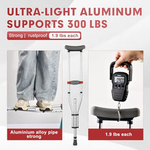 Load image into Gallery viewer, Aluminum Underarm Crutches for Adults &amp; Seniors, Adjustable Height 38.2-61.8 in (16 Levels)
