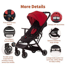 Load image into Gallery viewer, Cool Kids Lightweight Travel Stroller, Auto Fold Reversible Buggy Red
