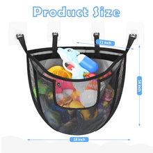 Load image into Gallery viewer, DOCMON Bath Toy Storage, Corner Bath Tub Toy Storage Holder with Bottom Zipper, Quick Release Bath Toy Organizer with Large Pocket, Mesh Shower Toy Holder Basket Net Bin for Bathtub Toys - Black
