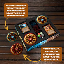 Load image into Gallery viewer, Do or Drink Wizards Tavern Strategy Drinking Card Game for Adults 21+ – Chaotic Fantasy Party Game with Spells, Dice &amp; Coasters | 2–8 Players, 170 Cards, Fun Party D&amp;D Themed Game for Hangouts
