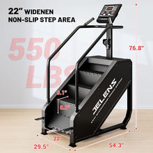Load image into Gallery viewer, JELENS Stair Stepper Machine with LED Screen, 550 LBS Commercial Grade Stairmaster Machine, Stair Climber with 15 Resistance Levels, 24-164 Steps/Minute (Black)

