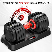 Load image into Gallery viewer, Mouldbody Adjustable Dumbbell Set Pair 50 lb, Adjustable Dumbbells 10-in-1 Free Weight Set, 1-Second Dial Weight Adjustment,Space-Saving Design with Storage Base, Home Gym Strength Training Equipment
