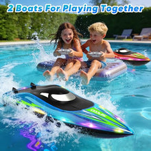 Load image into Gallery viewer, RC Boat with LED Lights - 2Pack 14Inch Remote Control Boat for Kids and Adults, 2.4Ghz Fast RC Boats

