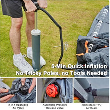Load image into Gallery viewer, Inflatable Tents for Camping, 4-6 Person Easy Blow Up Tent with Hand Pump,4 Seasons Waterproof Air Inflatable Camping Tent House for Family Weekend Camping,Grey
