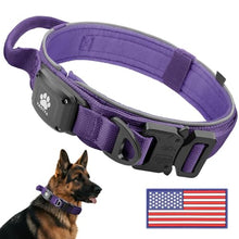 Load image into Gallery viewer, 2026 Upgrade Dog Collar with IPX8 Waterproof AirTag Holder,Military Tactical Comfortable Control Handle and Ultra-Durable Metal Buckle/Night Reflective,GPS Collar for Medium to Large Dog（Purple/M）
