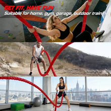 Load image into Gallery viewer, Battle Rope for Home Gym Workout - 1.5 Inch 30ft Heavy Weighted Training Exercise Ropes Fitness Equipment with Sleeve and Anchor Strap Kit for Outdoor Working Out - Red
