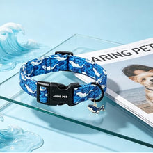 Load image into Gallery viewer, ARING PET Summer Dog Collar, Cute Blue Ocean White Whale Doggy Collars for Puppy Small Medium Large Boy Girl Dogs Pet, for Daily Photos Beach Walking Hiking Picnic-M

