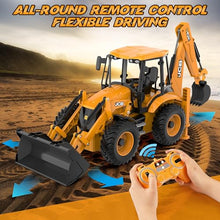 Load image into Gallery viewer, DOUBL E JCB 1:20 Scale RC Excavator &amp; Loader – Dual-Function Construction Model with Rotating Arm, Realistic Sound &amp; Light | Ideal
