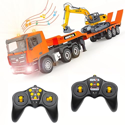 2-Set Alloy RC Truck Crawler Excavator 1/24, 9CH Semi-Trailer, 6CH Track Construction Engine Vehicle