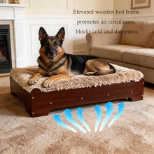 Load image into Gallery viewer, HEAVE SPROUT Elevated Dog Bed 37⅜" × 28⅜"×7⅝”,Raised Wooden Dog Bed Frame and Mattress for Large Pets up to 80lbs

