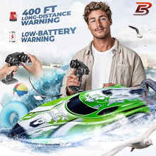 Load image into Gallery viewer, BEZGAR RC Boat, 12 inch Remote Control Boat for Kids and Adults, 25 KPH Fast RC Speed Boats with 700mAh Battery, Ideal Waterproof Toy Boats for Lakes &amp; Pools - TX126 Green
