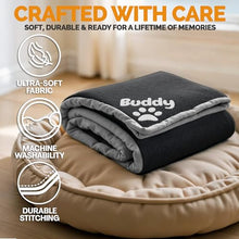 Load image into Gallery viewer, Embroidered Dog Blanket with Name, Personalized Pet Blankets for Dog for Bed Car Couch, Custom Waterproof Dog Blanket Soft &amp; Comfortable for Small, Medium &amp; Large Pet, Best Gift for Dog Lovers- Black

