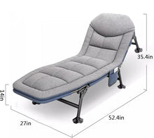 Load image into Gallery viewer, Portable Folding Camping Cot, Outdoor Patio Folding Lounge Chair Sleeping Cots Bed Adjustable 5-Position Adults Reclining Folding Chaise with Pillow, Perfect for Camping, Pool, Beach, Patio Durable
