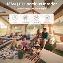 Load image into Gallery viewer, ABORON 8-10 Person Inflatable Camping Tent, 2-Room Glamping Tent with Pump
