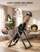 Load image into Gallery viewer, YOLEO Gravity Heavy Duty Inversion Table with Headrest &amp; Adjustable Protective Belt Back Stretcher Machine for Pain Relief Therapy (Black)
