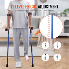 Load image into Gallery viewer, VEVOR Forearm Crutches for Adults, 11-Level Height Adjustable Walking Crutches with 4-Level Upper Cuff,  1 Pair (350LBS)
