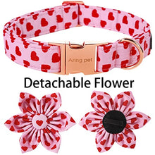 Load image into Gallery viewer, ARING PET Valentine's Day Dog Collar-Adorable Pink Heart Dog Collar with Flower, Adjustable Cotton Girl Dog Collars with Metal Buckle
