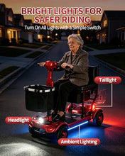 Load image into Gallery viewer, Ecomobi Light Weight Mobility Scooter for Seniors &amp; Adults, 12–30 Mile Range, Foldable Airline Approved Portable 4 Wheel Motorized Scooter with Removable Lithium Battery, 300 lb Capacity, MS01F Red
