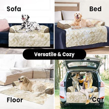 Load image into Gallery viewer, blunique Calming Extra Large Dog Couch Bed, 45 x 37 inch Waterproof Removable Pet Mat Couch Cover for Furniture Protector, Non-Slip Fluffy Pelsbarn Dog Bed for Couch, Sofa, Car - Tie-Dye Khaki
