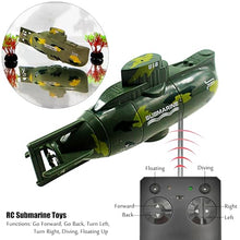 Load image into Gallery viewer, Tipmant Mini RC Submarine Remote Control Boat Ship Military Model Electronic Water Toy  (Green)
