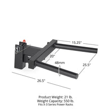 Load image into Gallery viewer, Titan Fitness Y-Dip Bar Fits X-3 Series Power Racks - Black
