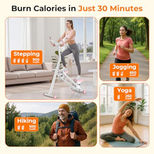 Load image into Gallery viewer, Stair Stepper for Home,Vertical Climber Step Machine with Stable Triangular Frame, 3-level Handrail Height &amp; Resistance &amp; Pedal Adjustment,LCD Monitor, Device Holder, Smooth Motion, 300 LBS White Pink
