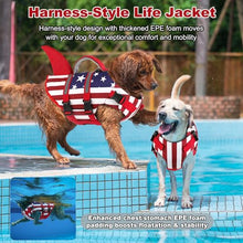 Load image into Gallery viewer, Dogcheer Harness-Style Dog Life Jacket Shark, Reflective American Flag Dog Life Vest for Swimming Boating, High Buoyancy Pet Swim Vest for Small Medium Large Dogs - USA Flag, M
