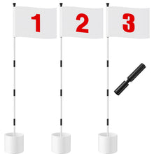 Load image into Gallery viewer, Burbell Golf Flag Stick 6ft, 3 Set Putting Green Flags, White
