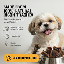 Load image into Gallery viewer, Dog Chits Bison Trachea Dog Treats - 100% Single Ingredient, High Protein, Lower Fat - Glucosamine for Joint Support - Dental-Clean Crunch - Gentler on Digestion Than Beef - 2-3 inch, 8 oz
