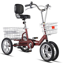 Load image into Gallery viewer, Three Wheel Bike, Adult Tricycle Small Adult Bicycle 4Wheel+Seat Backrest Basket Traditional Design for Seniors Cycling Pedalling
